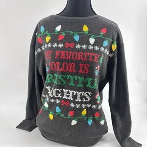 Y2K No Boundaries Christmas Lights Sweater Ugly Xmas Graphic Knit Women's M